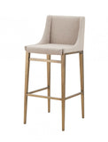 Homeroots Set Of Two 31" Beige And Gold Stainless Steel Bar Height Bar Chairs   473883