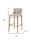 Homeroots Set Of Two 31" Beige And Gold Stainless Steel Bar Height Bar Chairs   473883