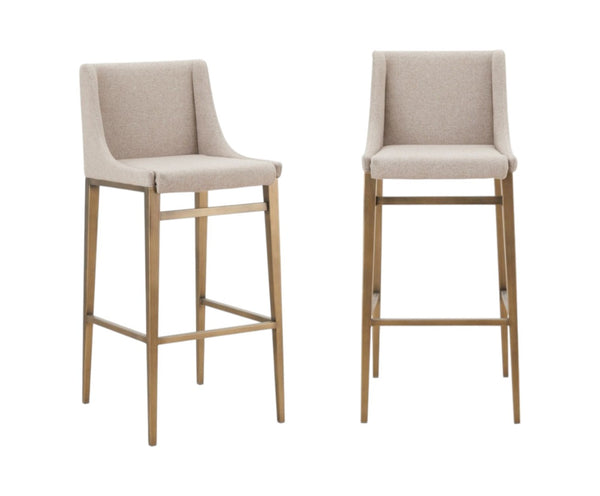 HomeRoots Set of Two Stylish Beige & Gold Bar Height Chairs - Modern Comfort for Any Kitchen or Bar Space 473883
