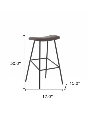 Homeroots 30" Gray And Black Steel Backless Bar Height Bar Chair   473887