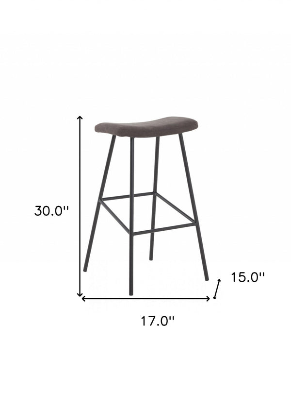 Homeroots 30" Gray And Black Steel Backless Bar Height Bar Chair   473887