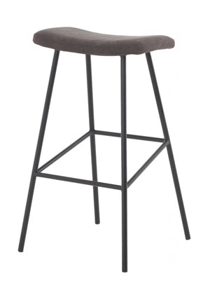 Homeroots 30" Gray And Black Steel Backless Bar Height Bar Chair   473887