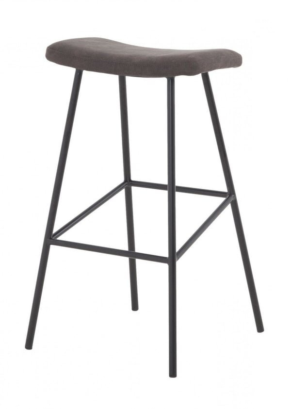 Homeroots 30" Gray And Black Steel Backless Bar Height Bar Chair   473887