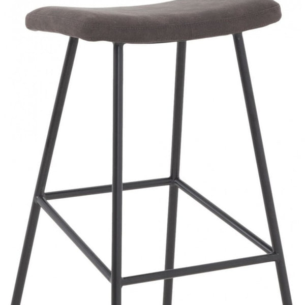Homeroots 30" Gray And Black Steel Backless Bar Height Bar Chair   473887