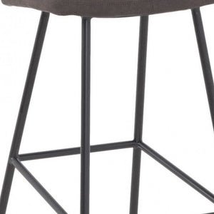 Homeroots 30" Gray And Black Steel Backless Bar Height Bar Chair   473887