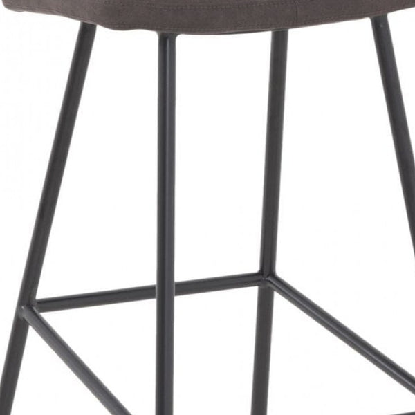 Homeroots 30" Gray And Black Steel Backless Bar Height Bar Chair   473887