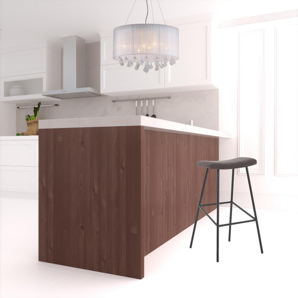 Homeroots 30" Gray And Black Steel Backless Bar Height Bar Chair   473887