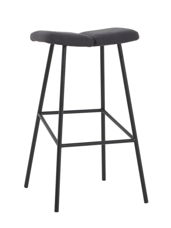 Homeroots 30" Gray And Black Steel Backless Bar Height Bar Chair   473888