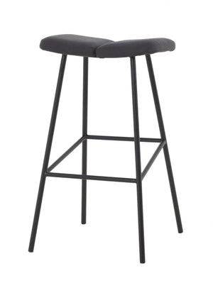 Homeroots 30" Gray And Black Steel Backless Bar Height Bar Chair   473888