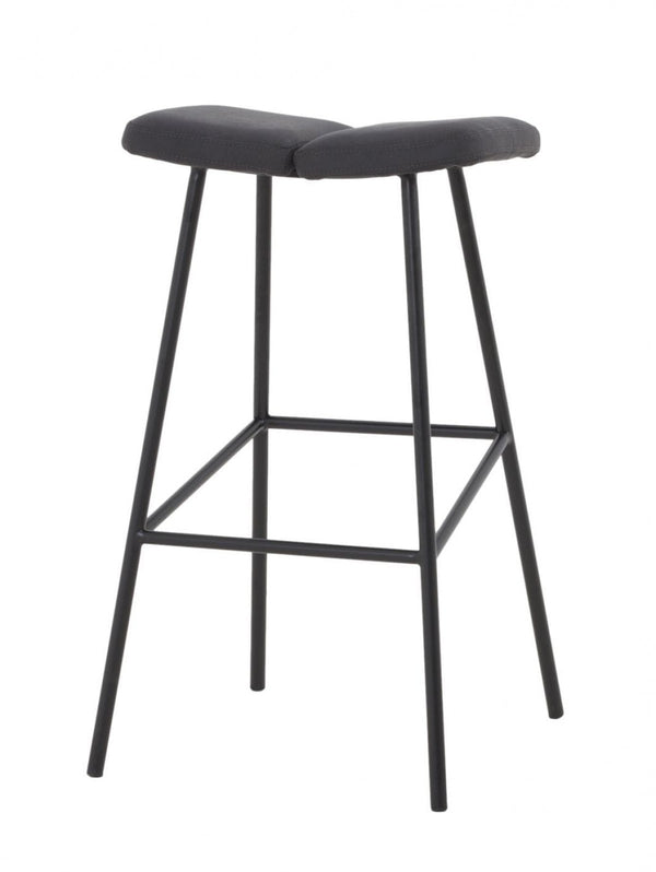Homeroots 30" Gray And Black Steel Backless Bar Height Bar Chair   473888
