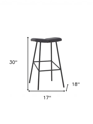 Homeroots 30" Gray And Black Steel Backless Bar Height Bar Chair   473888