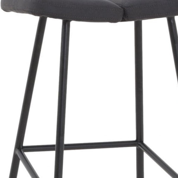Homeroots 30" Gray And Black Steel Backless Bar Height Bar Chair   473888