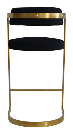 Homeroots 26" Black And Gold Velvet And Stainless Steel Low Back Counter Height Bar Chair   473892