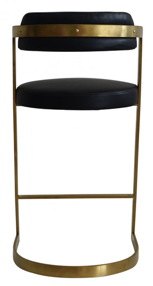 Homeroots 26" Black And Gold Faux Leather And Stainless Steel Low Back Counter Height Bar Chair   473893