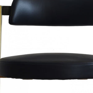 Homeroots 26" Black And Gold Faux Leather And Stainless Steel Low Back Counter Height Bar Chair   473893