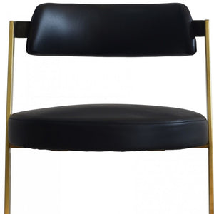 Homeroots 26" Black And Gold Faux Leather And Stainless Steel Low Back Counter Height Bar Chair   473893