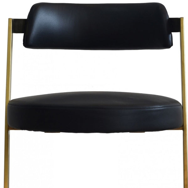 Homeroots 26" Black And Gold Faux Leather And Stainless Steel Low Back Counter Height Bar Chair   473893
