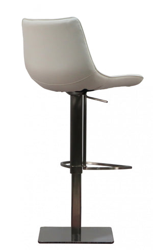 Homeroots 29" White And Silver Faux Leather And Stainless Steel Bar Height Swivel Bar Chair   473898
