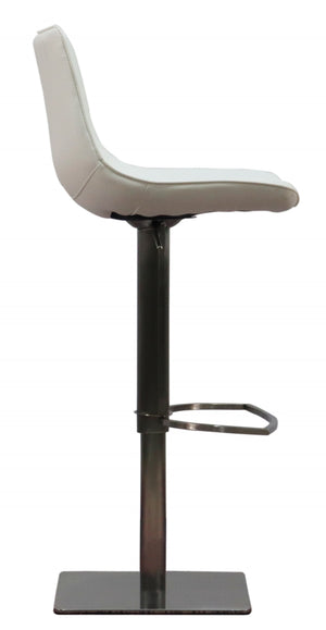 Homeroots 29" White And Silver Faux Leather And Stainless Steel Bar Height Swivel Bar Chair   473898
