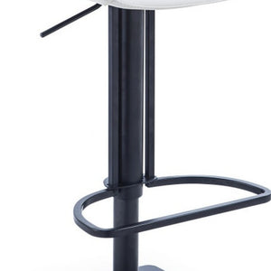 Homeroots 30" White And Black Faux Leather And Stainless Steel Swivel Bar Height Bar Chair   473899