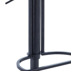 Homeroots 30" White And Black Faux Leather And Stainless Steel Swivel Bar Height Bar Chair   473899