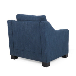 English Elm Christopher Knight Home® - Upholstered Navy Blue Club Chair with Plush Polyester Fabric, Sloped Arms & Birch Legs — Luxe Comfort N758P268286B