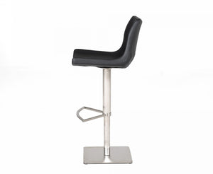Homeroots 30" Black And Silver Stainless Steel Swivel Low Back Bar Height Bar Chair   473900
