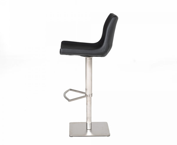 Homeroots 30" Black And Silver Stainless Steel Swivel Low Back Bar Height Bar Chair   473900