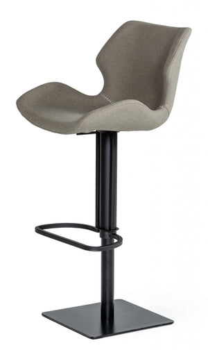 Homeroots 31" Gray And Black Faux Leather And Stainless Steel Swivel Low Back Bar Height Bar Chair   473902