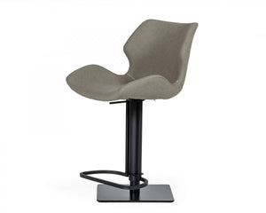 Homeroots 31" Gray And Black Faux Leather And Stainless Steel Swivel Low Back Bar Height Bar Chair   473902