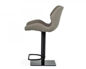 Homeroots 31" Gray And Black Faux Leather And Stainless Steel Swivel Low Back Bar Height Bar Chair   473902