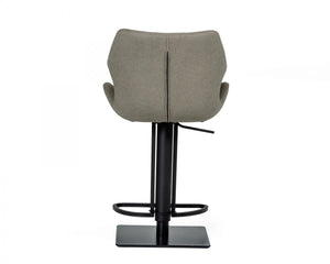 Homeroots 31" Gray And Black Faux Leather And Stainless Steel Swivel Low Back Bar Height Bar Chair   473902