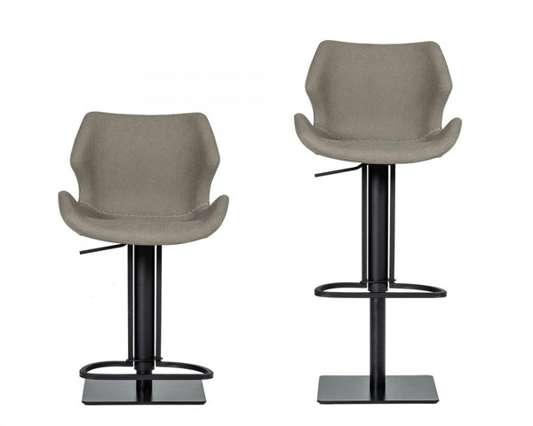 Homeroots 31" Gray And Black Faux Leather And Stainless Steel Swivel Low Back Bar Height Bar Chair   473902