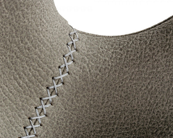 Homeroots 31" Gray And Black Faux Leather And Stainless Steel Swivel Low Back Bar Height Bar Chair   473902