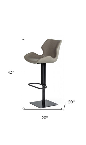 Homeroots 31" Gray And Black Faux Leather And Stainless Steel Swivel Low Back Bar Height Bar Chair   473902