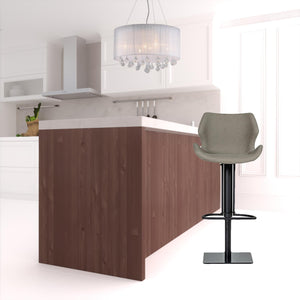 Homeroots 31" Gray And Black Faux Leather And Stainless Steel Swivel Low Back Bar Height Bar Chair   473902