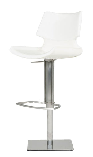 Homeroots 31" White And Silver Faux Leather And Steel Swivel Low Back Bar Height Bar Chair   473903