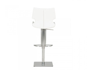 Homeroots 31" White And Silver Faux Leather And Steel Swivel Low Back Bar Height Bar Chair   473903