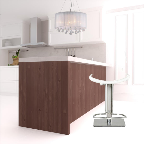 Homeroots 31" White And Silver Faux Leather And Steel Swivel Low Back Bar Height Bar Chair   473903