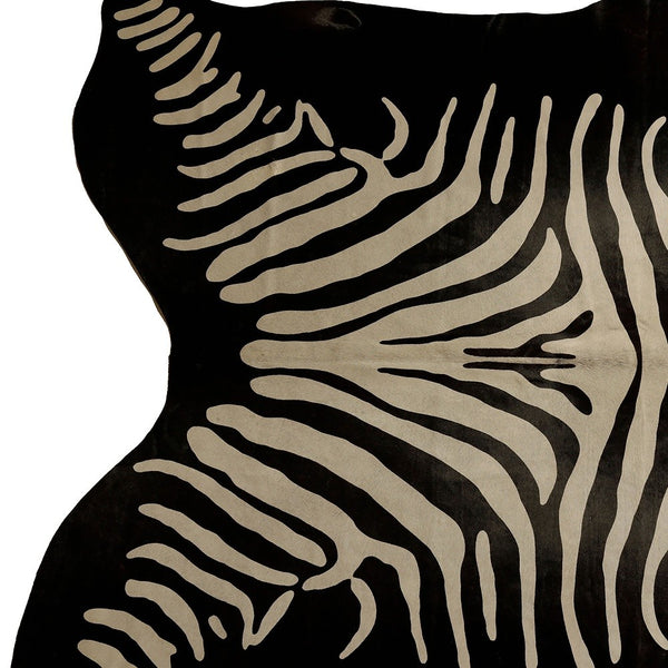 Homeroots 6' X 7' Off White And Black Zebra Print Genuine Cowhide Area Rug  Cowhide 473904