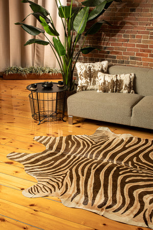 Homeroots 6' X 7' Zebra Chocolate And Natural Cowhide Handmade Area Rug  Cowhide 473905