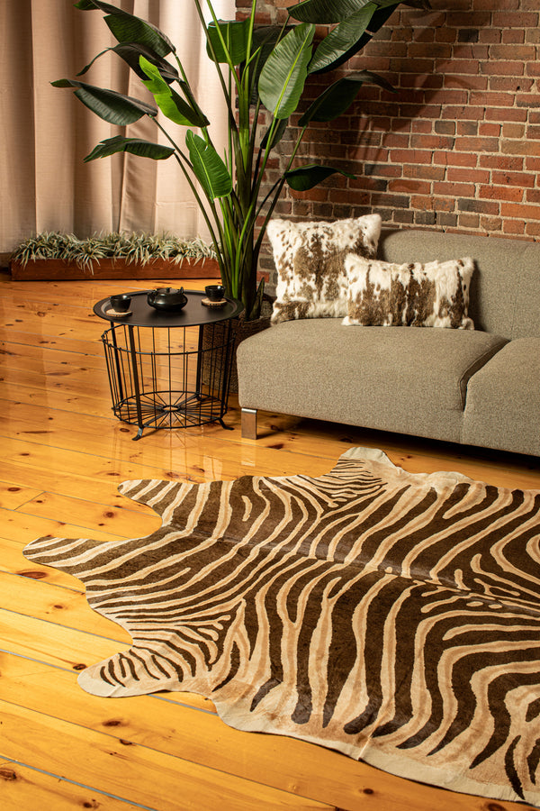 Homeroots 6' X 7' Zebra Chocolate And Natural Cowhide Handmade Area Rug  Cowhide 473905