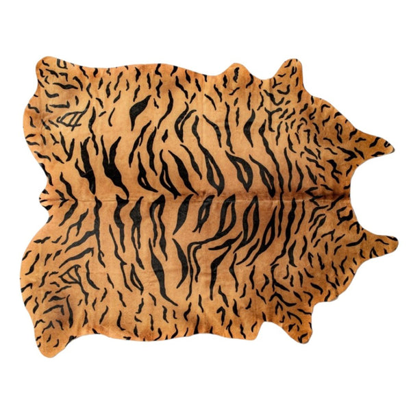 HomeRoots 5' X 7' Handmade Natural Cowhide Area Rug - Bold Tiger Striped Design for Modern Interiors & Durability 473907