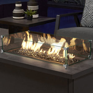 Homeroots 30" Rectangular Glass Fire Pit Flame Protector   473909