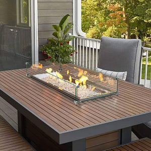Homeroots 42" Rectangular Glass Fire Pit Flame Protector   473911