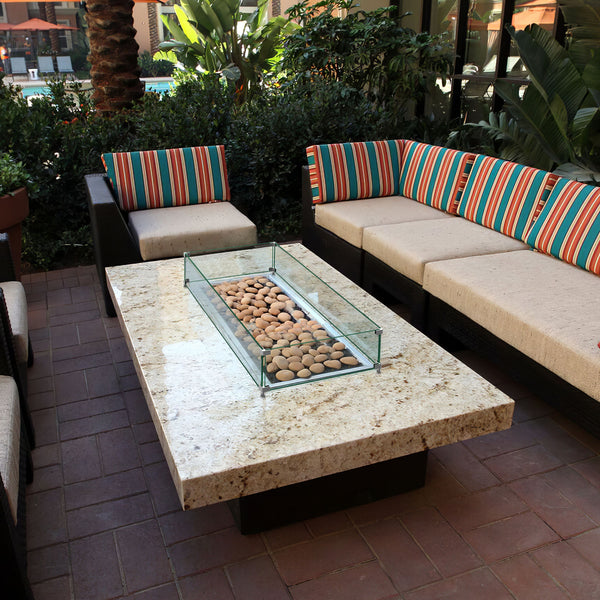 Homeroots 42" Rectangular Glass Fire Pit Flame Protector   473911