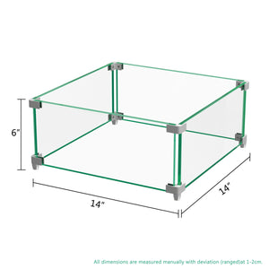 Homeroots 14" Square Glass Fire Pit Flame Protector   473912