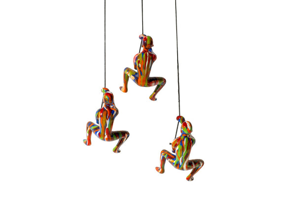 HomeRoots Set of Three Rainbow Climbers - Whimsical Resin Wall Art Sculptures for Playful Home Décor 473917