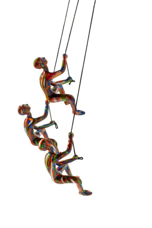 HomeRoots Set of Three Rainbow Climbers - Whimsical Resin Wall Art Sculptures for Playful Home Décor 473917