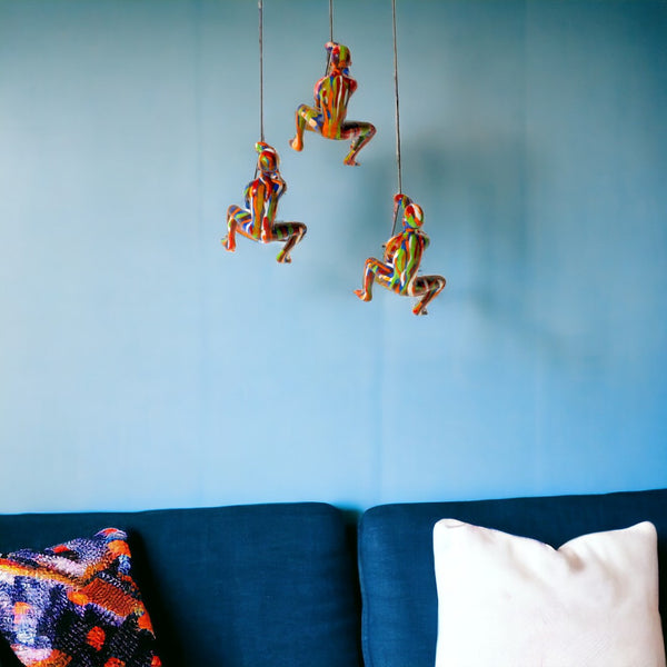 HomeRoots Set of Three Rainbow Climbers - Whimsical Resin Wall Art Sculptures for Playful Home Décor 473917